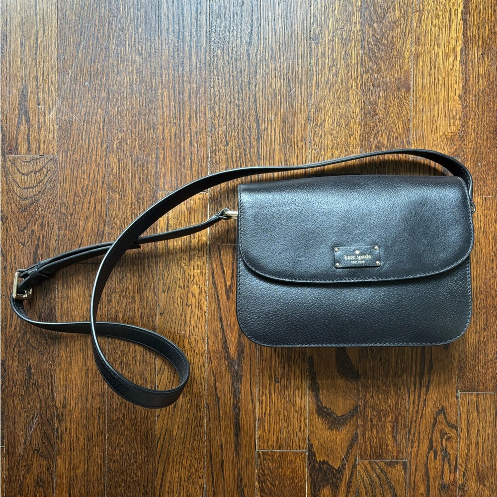 2000s Vintage Kate Spade Black Leather Crossbody Purse